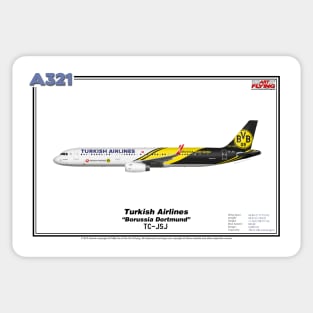 Airbus A321 - Turkish Airlines "Borussia Dortmund" (Art Print) Sticker